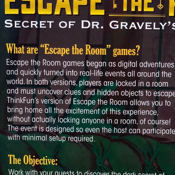 New Sealed ThinkFun Escape The Room Secret of Dr. Gravely's Retreat - English - Picture 6 of 12